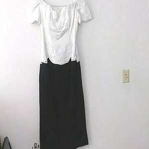 Vintage JESSICA MCCLINTOCK Jscquard BRIDAL Dress, Black and White, Bridesmaid